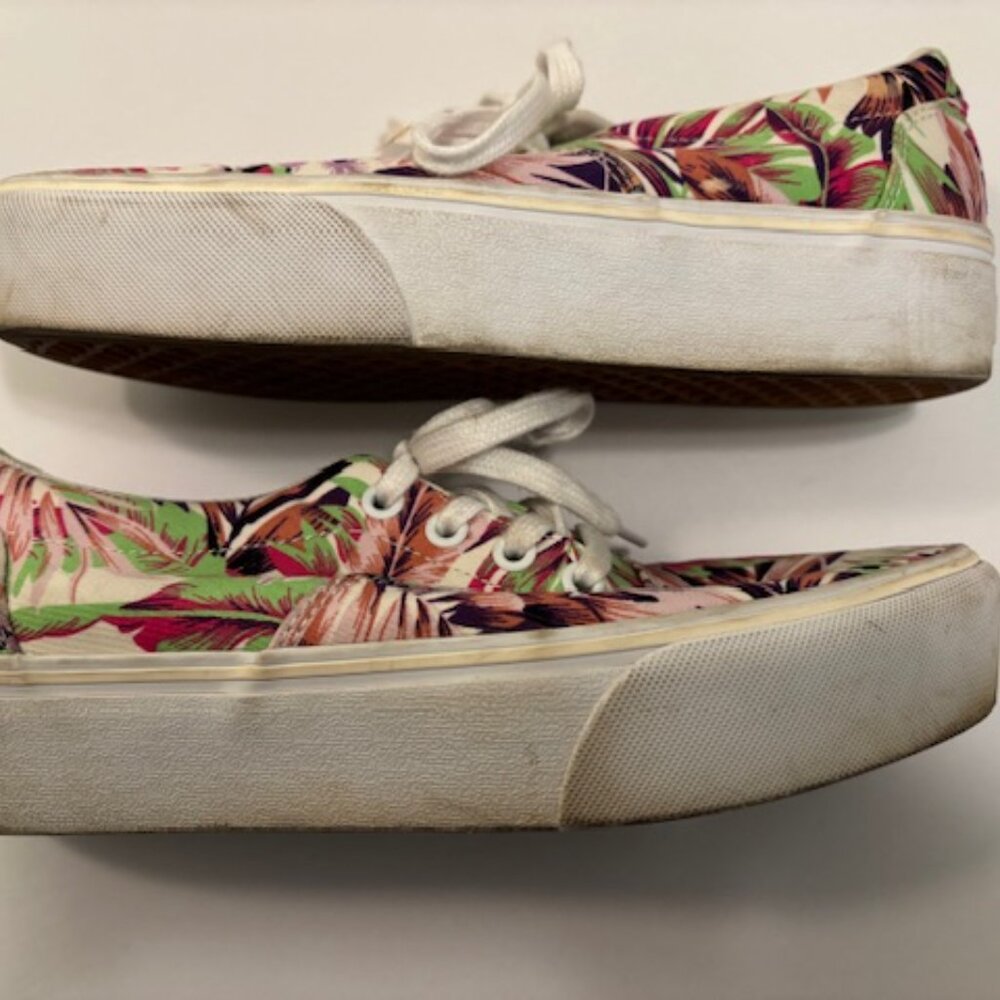 Vans Off the Wall Womens Classic Platform Purple Green Leaf 7.5 - Picture 6 of 8
